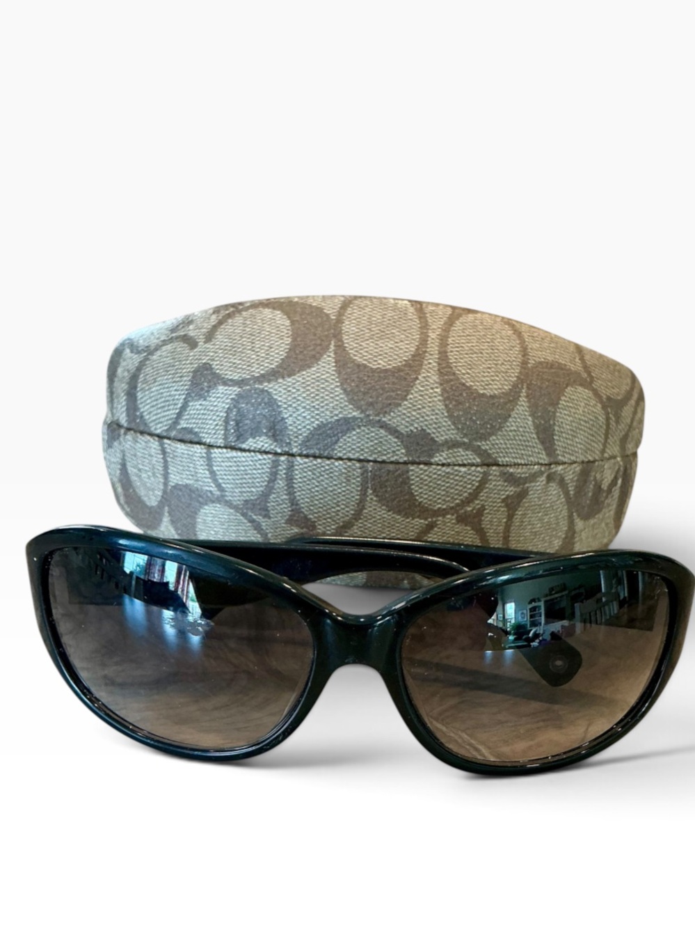 Coach Women’s Black Sunglasses With Gradient Lenses and Signature C Case